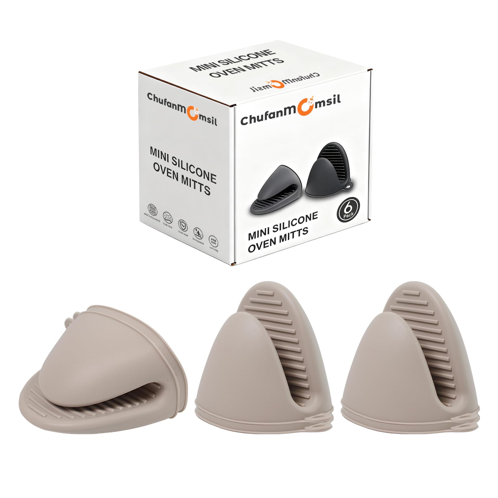 Gants de cuisine en silicone kaki résistants à la chaleur pour friteuse à air, lot de 3 paires