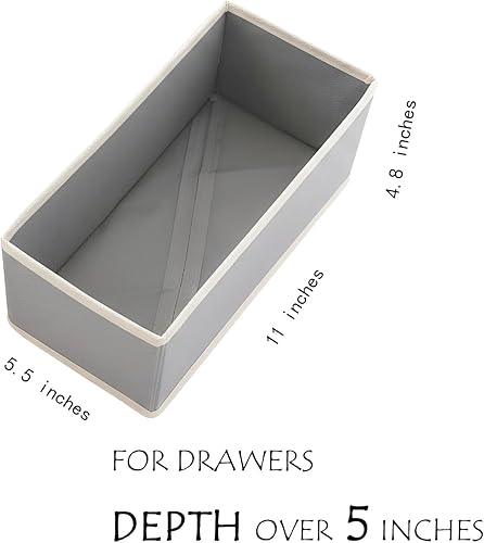 Miniatura 2 de Organizador de cajones para calcetines, paquete de 3 unidades, color gris claro, divisores de cajones de 11 pies para armario de armario, cubos de
