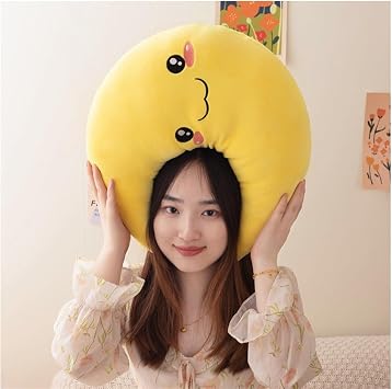 Moon Plush Toy, Cartoon Moon Shaped Stuffed Huggable Pillow Fluffy Plushie for Boys Girls Nap Gift Home Decor(Yellow,30CM/11.8IN)