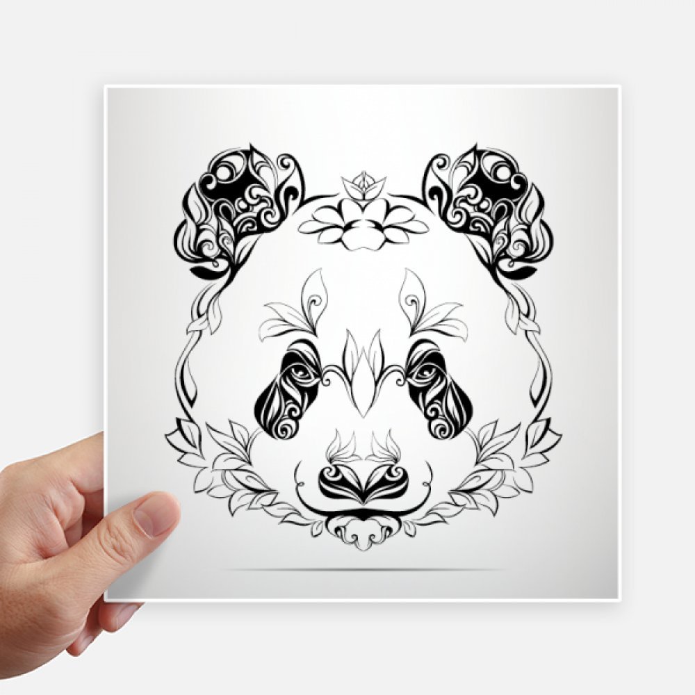 Autocollant carré panda géant décoratif 20 cm portrait fluffy multicolore