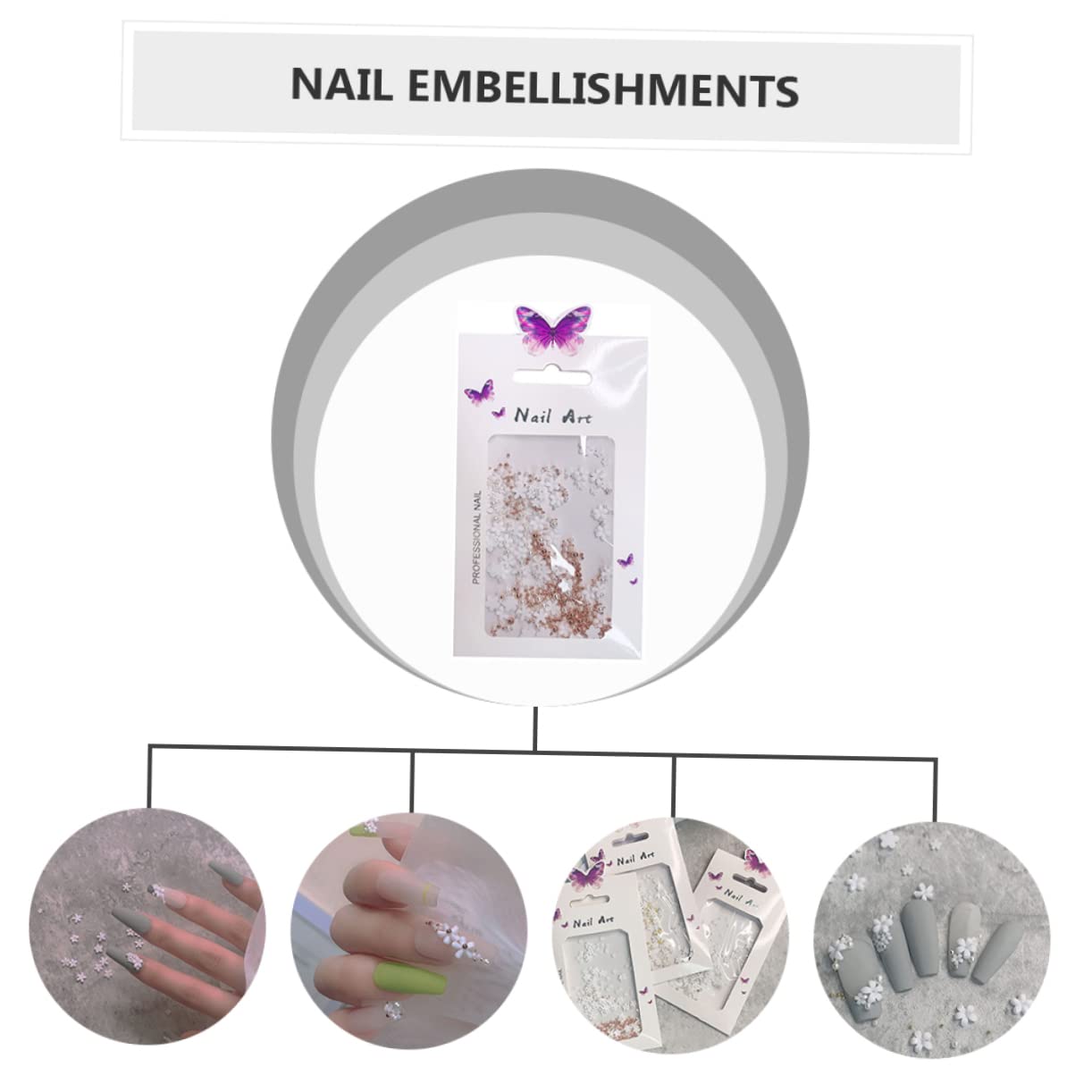 3 Pezzi Unghie con Fiori Accessori per Nail Art Fatti Mano Decorazioni per Manicure Uniche