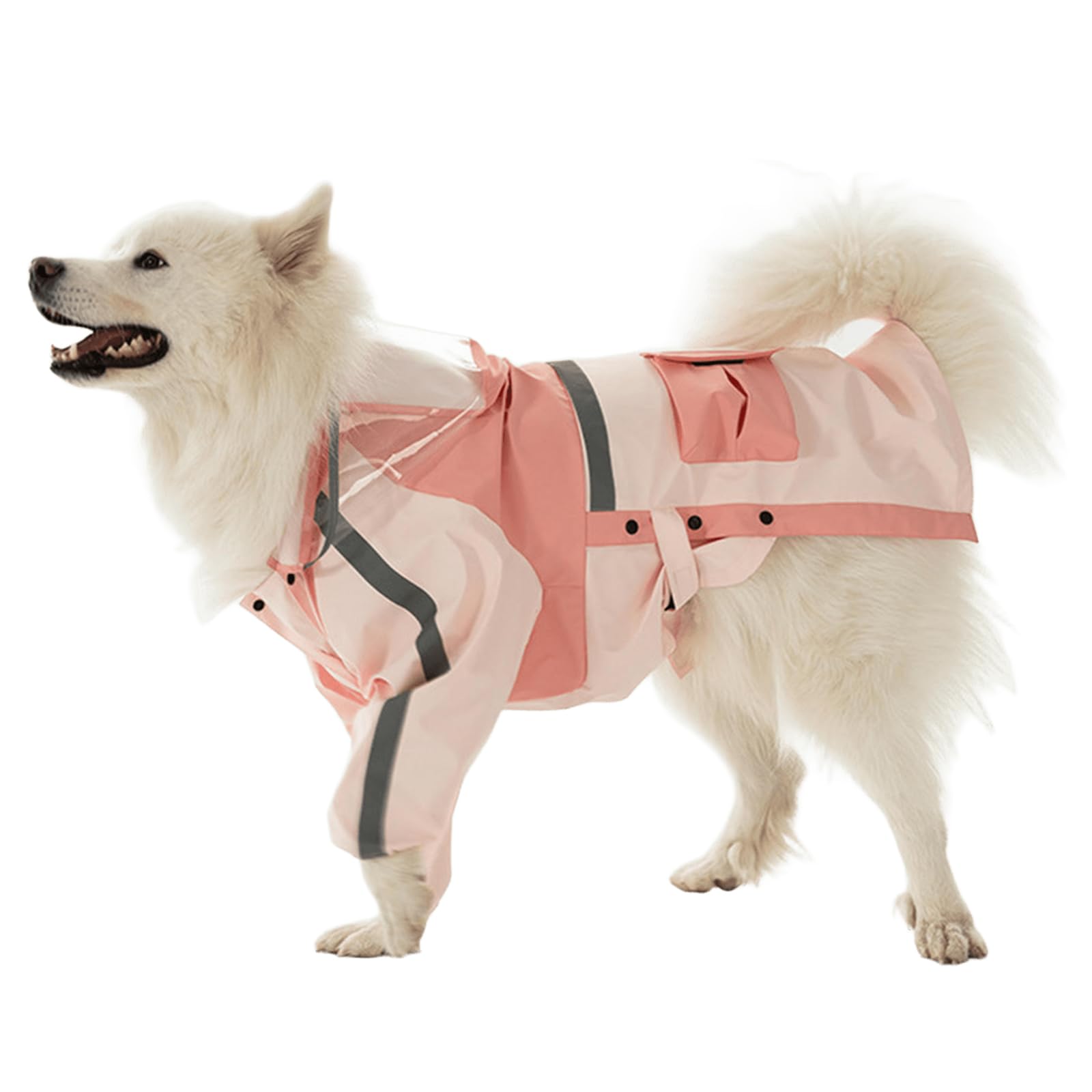 Imperméable léger pour animaux de compagnie grande taille avec protection pluie et bandes réfléchissantes