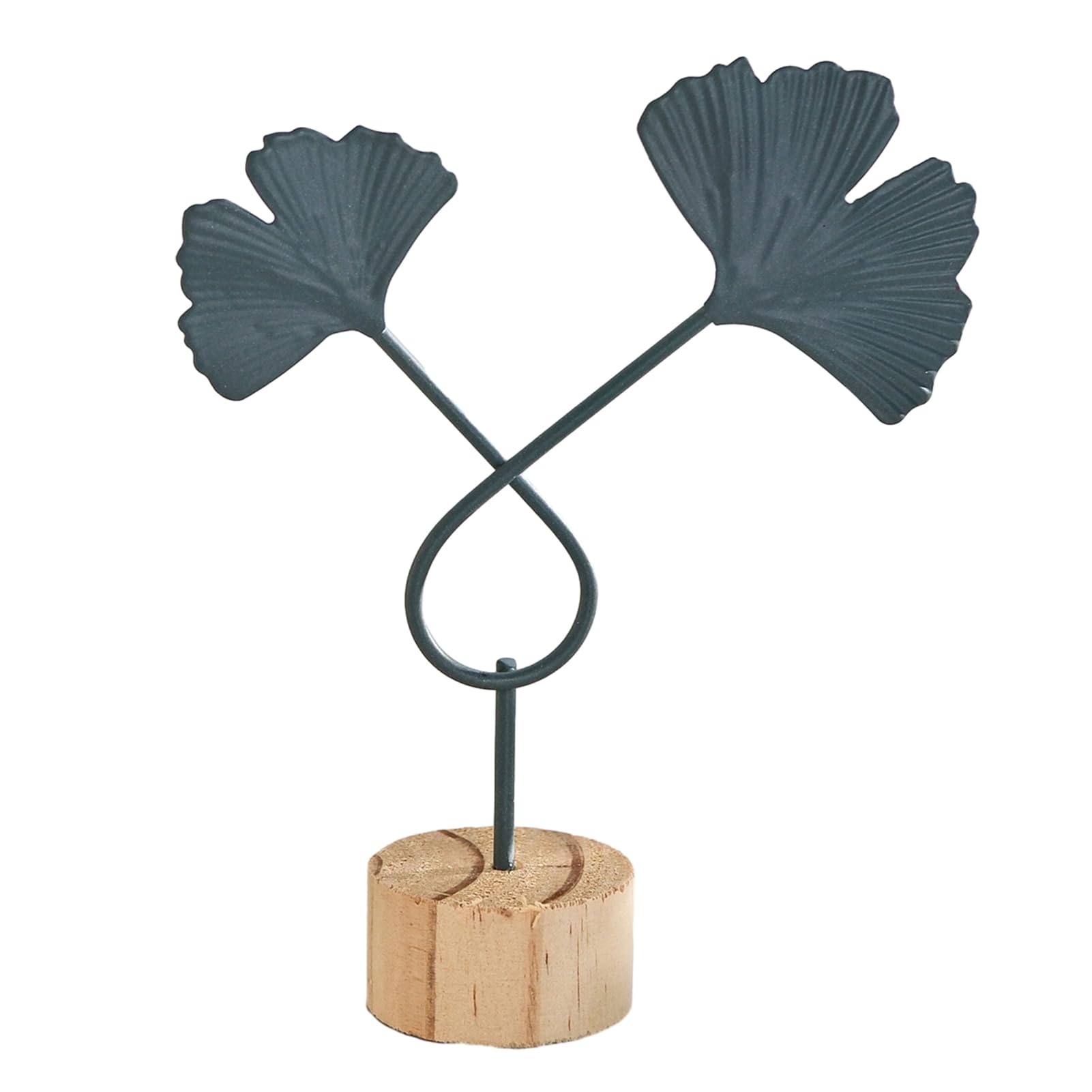 Tuxoiou Ginkgo Leaf Statue, Anti-Rust Iron Art Sculpture, Gold Botanical Metal Ornament for Living Room Wine Cabinet Home Decor Grey D