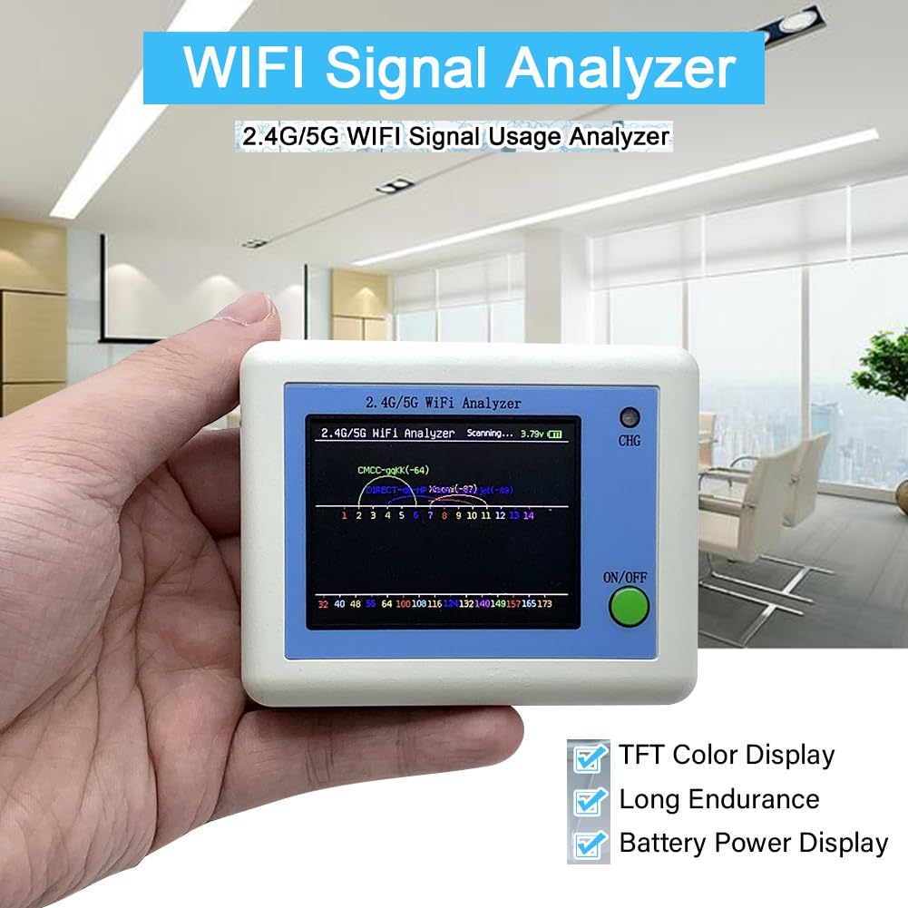 EscáNer de SeñAl WIFI 2.4G/5G Analizador de SeñAl WIFI Asistente de AdministracióN de Enrutador con Pantalla de 2,4 Pulgadas Probador de Cable de Red