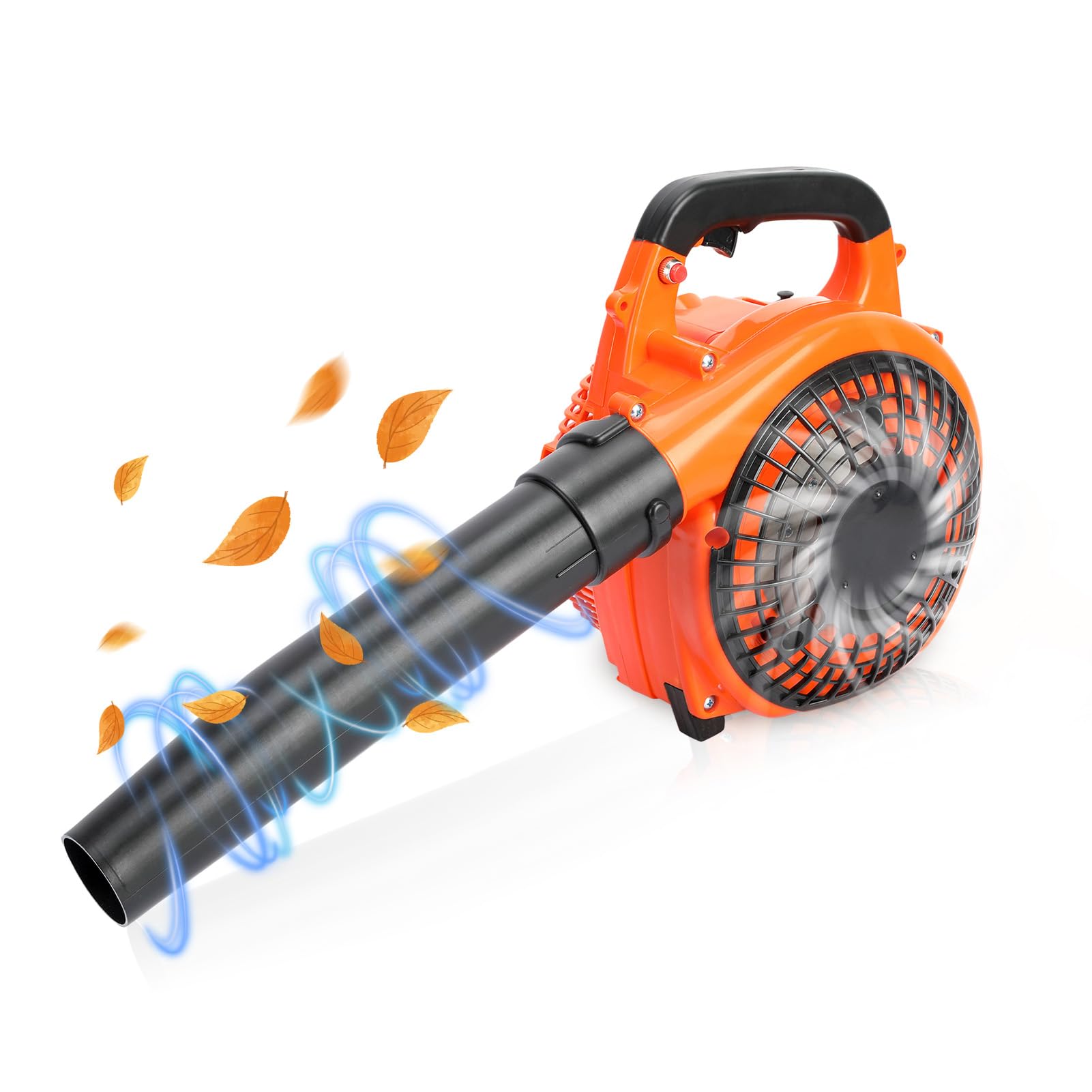 Soplador de Hojas de Gasolina, hasta 270 km/h, portátil, Ligero, soplador de Mano de 25.4cc, sin Cables, secador de jardín con Motor, Ideal para Caminos y Jardines (Naranja)