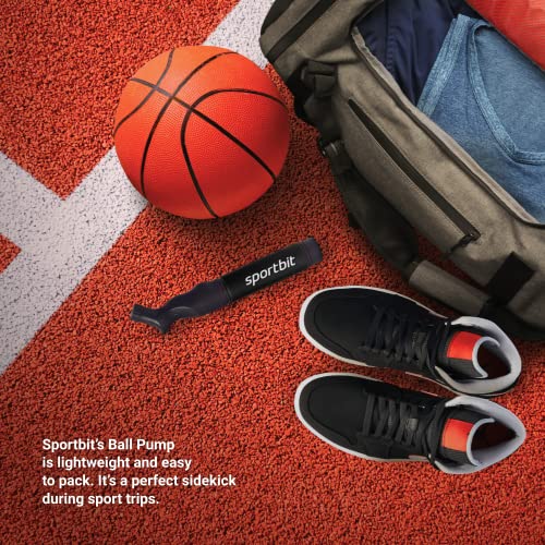 Image of SPORTBIT Ball Pump for Sports Balls - Push & Pull Inflating System - Hand Pump for All Exercise Balls - Volleyball Pump, Basketball Inflator, Football & Soccer Ball Air Pump - Goes with 5 Needles Set