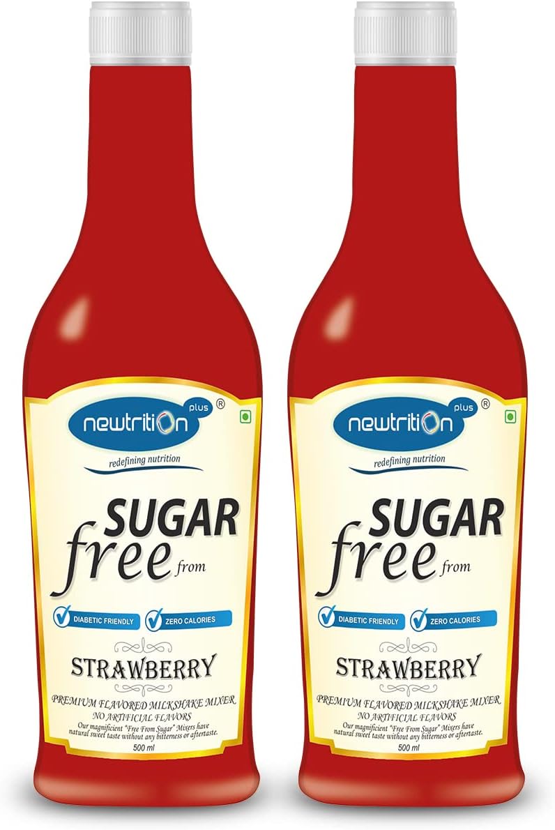 Newtrition Plus Redefining Nutrition Sugar Free Strawberry Milkshake Mixer Syrup (Pack of 2)
