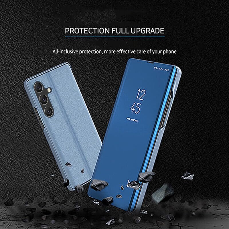 Coque Samsung S10 Plus en cuir dur flip et finition miroir de luxe