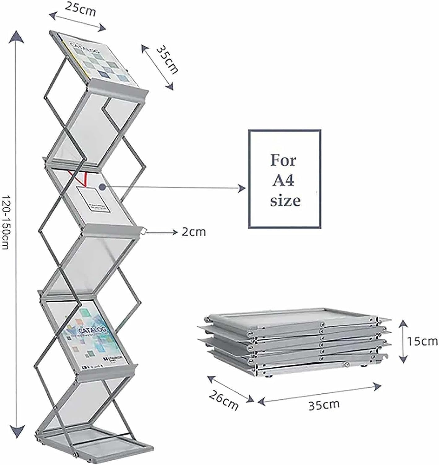 Support D'Information Réglable En Hauteur - Présentoir Prospectus Extérieur Stable Et Polyvalent