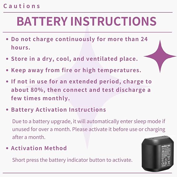 Godox WB400P Battery for Godox AD400Pro Flash,2024 Upgraded Version, AD400 Pro Battery, Upgraded Improved Version with Activation Button and Software Optimization (WB400P)