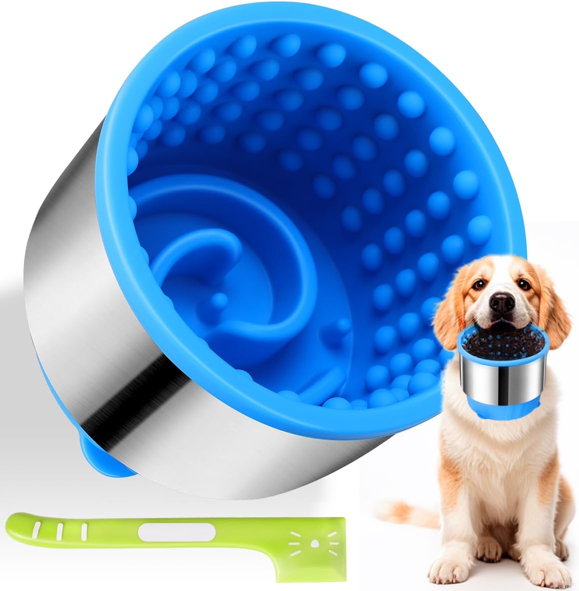 AIERSA Canine Freeze Bowl, Lick Bowl for Canine, Upgraded Steel Anti-Chew Prottection, Gradual Consuming Canine Bowl, Canine Peanut Butter Lick Bowl,Silicone Gradual Feeder Canine Bowls for Giant Small Pet Canine