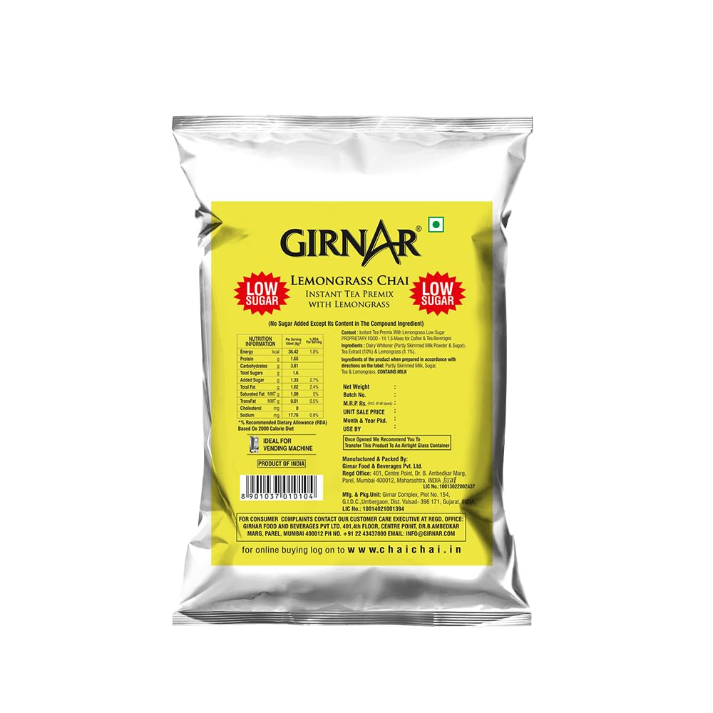 Girnar Instant Premix Lemongrass Chai (1kg Low Sugar) (B0122I9ZNA) Amazon Price History, Amazon Price Tracker