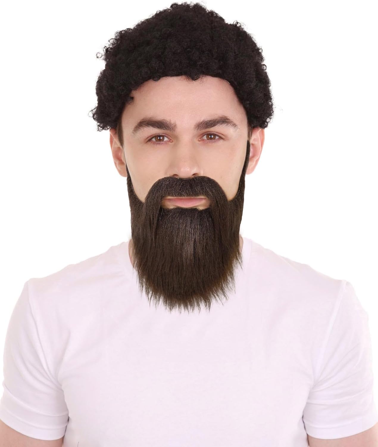 Adult Male Brown Beard and Mustache – Realistic Self-Adhesive Lightweight Synthetic Facial Hair Set