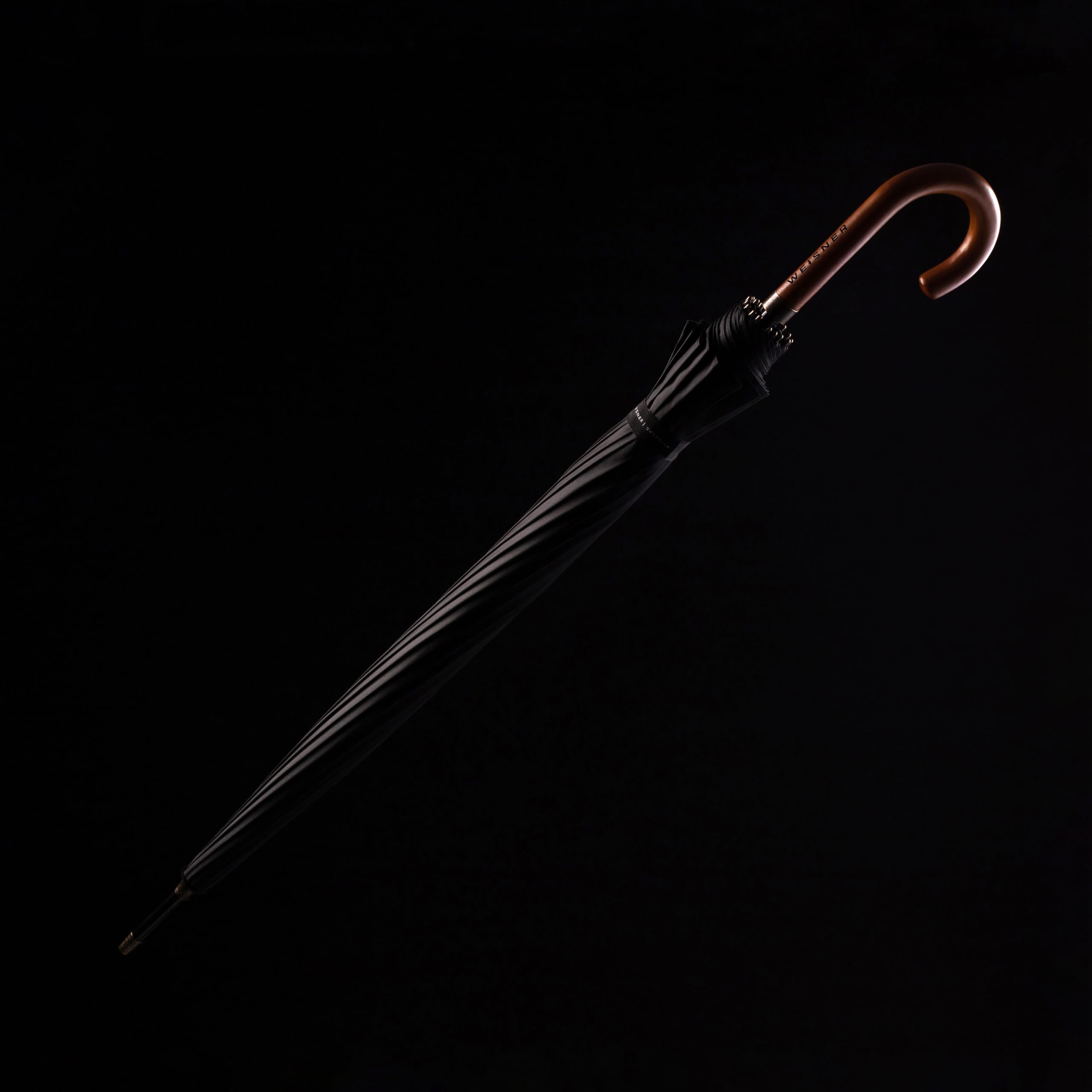 WEISNER CAPITOL Stockschirm Automatik – Regenschirm für 2 Personen – Ø120 cm, 16 FlexiGlass-Streben, Holzgriff, Teflonbeschichtet, Windschutzsystem, mit elegantem Etui