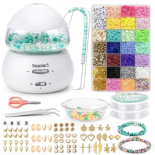 Beadact Electric Bead Spinner with 4620 PCS Clay Beads, Battery-Powered Clay Bead Spinner Kit for...