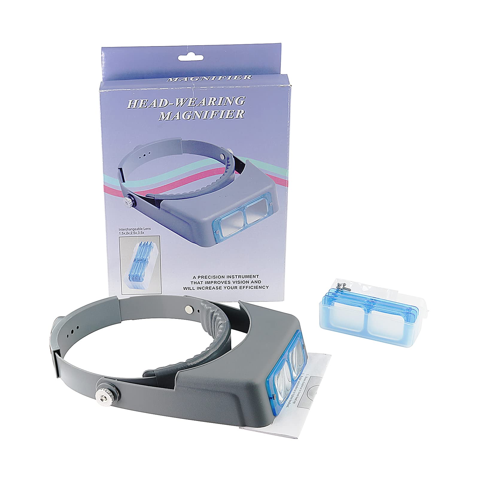 Kopflupe Mit 4 Linsen 1,5X 2X 2,5X 3,5X Freihändiges Kopfband Lupe Zum Lesen Schmuck Identifizierung Handwerk Reparatur Nähen Kreuzstich Stickerei UC42