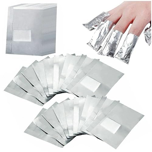 200 unidades de papel de aluminio para quitar esmalte de uñas, almohadillas de algodón, herramienta de eliminación de esmalte de uñas, removedor de