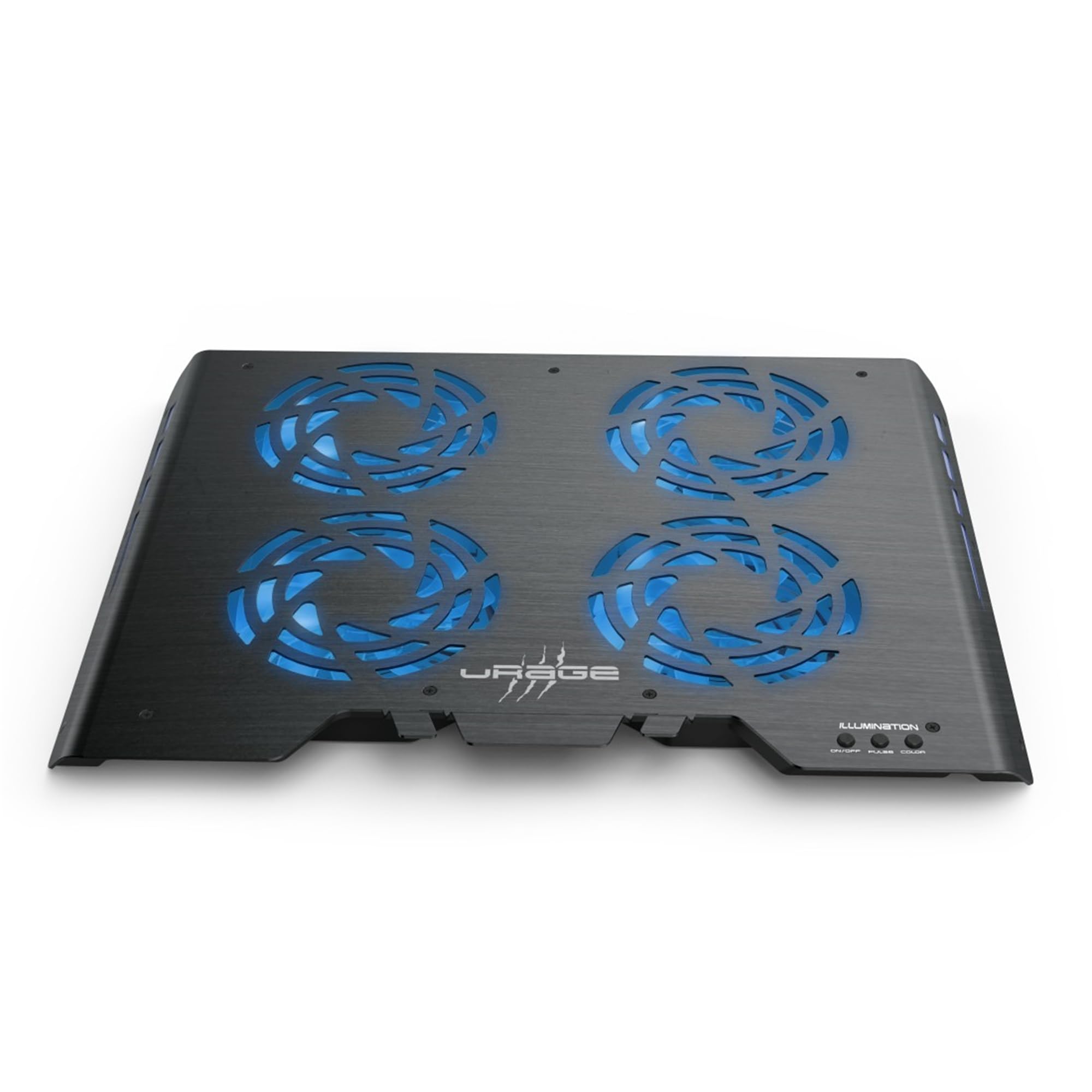 uRage Gaming-Notebook-Kühler Freezer 600 Metal, 4 leistungsstarke Lüfter, LED-Beleuchtung, für Notebooks bis 17,3'', Oberfläche aus Metall, Aluminiumgehäuse, rutschfest, schwarz
