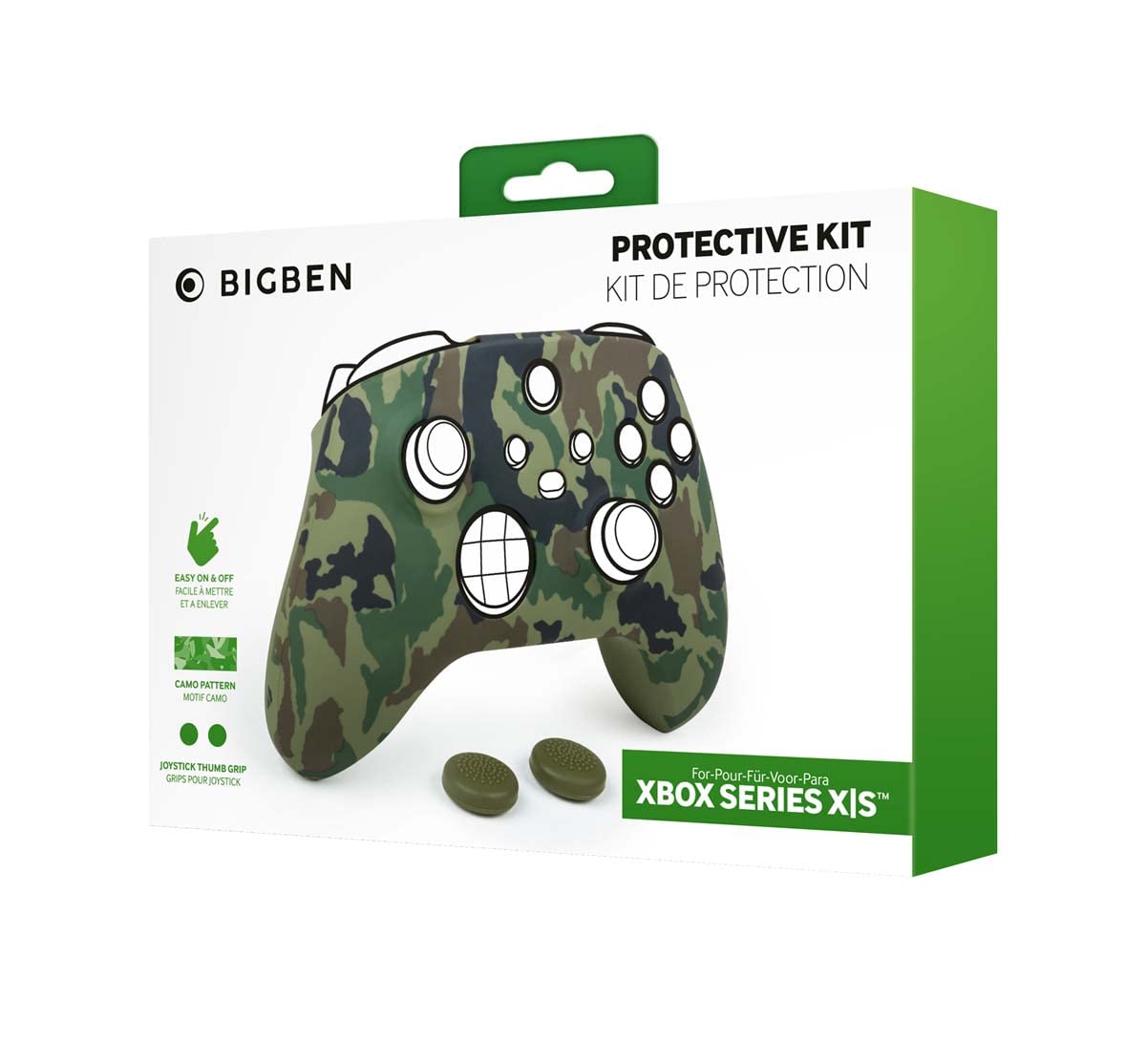 Nacon accessoire manette Xbox housse silicone camouflage vert et protection joystick grips
