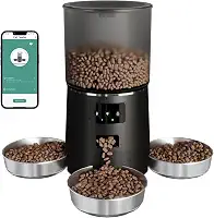 6L Alimentador automático para 3 gatos e 3 cães pequenos, alimentador cronometrado, dispensador de comida para cães e gatos para pequenos animais de estimação