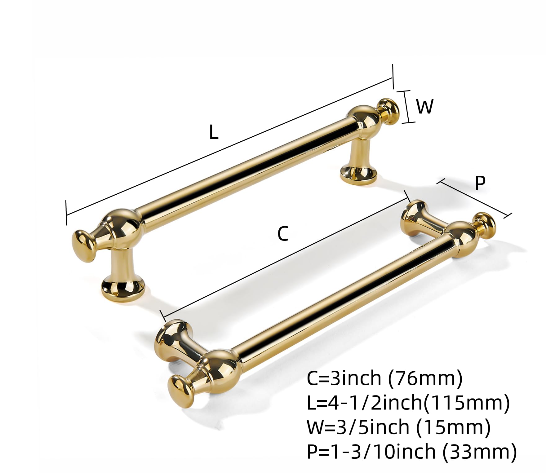 Unlacquered Brass Cabinet Pull - BRASS453, 3 in (76 mm) — KHTUMEWARE