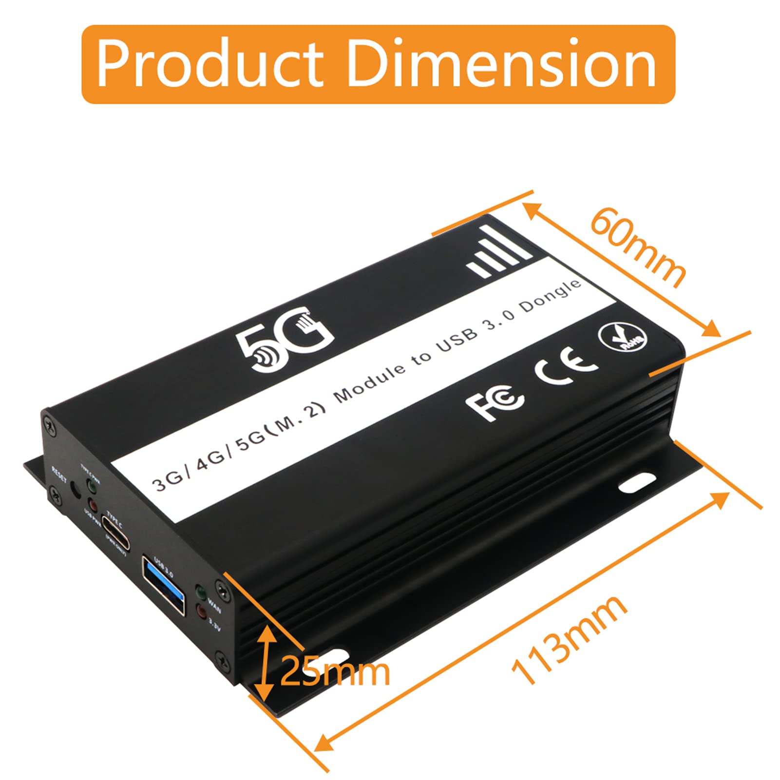 NGFF M.2 Key B vers USB 3.0 A, réseau A avec Emplacement SIM, Prend en Charge la Carte SIM SIM pour LTE 4G 5G ES, Interface USB3.0 avec Port de Type C, Inclus
