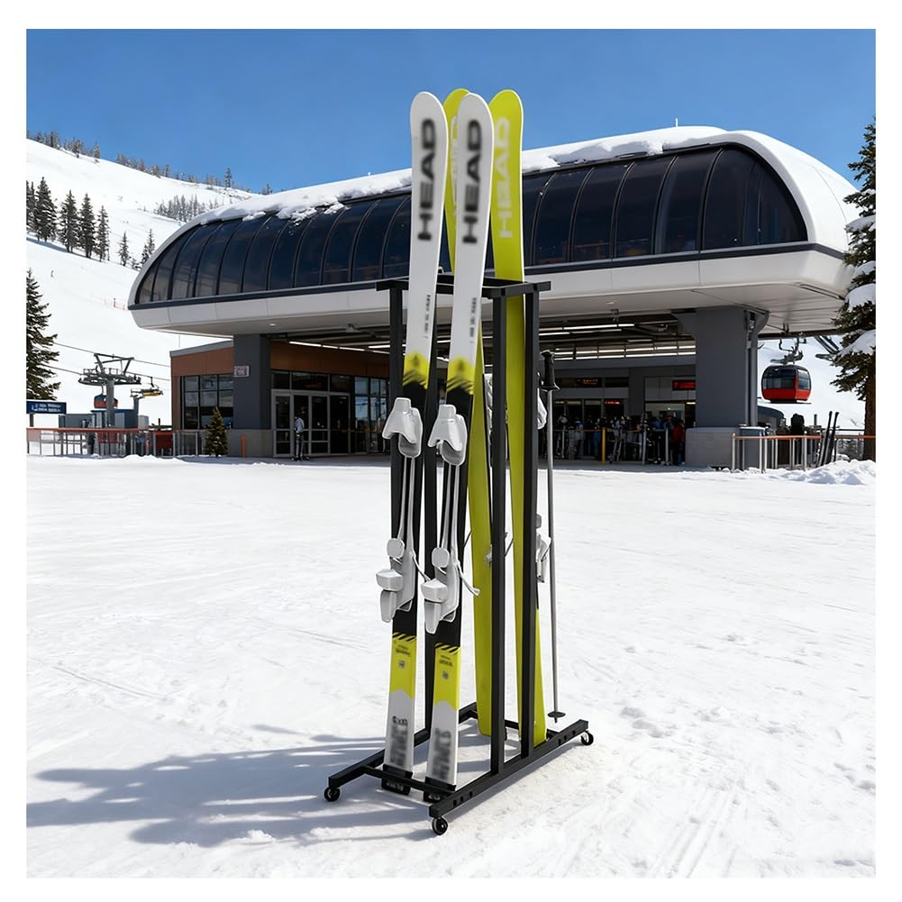 Freistehendes Ski- und Snowboardregal, Bodenständer zur Aufbewahrung von Ausrüstung in Garage, Schuppen oder Wohnung, Ski-Präsentationsständer (35 x 60 x 120 cm) – Maximale Platzausnutzung u