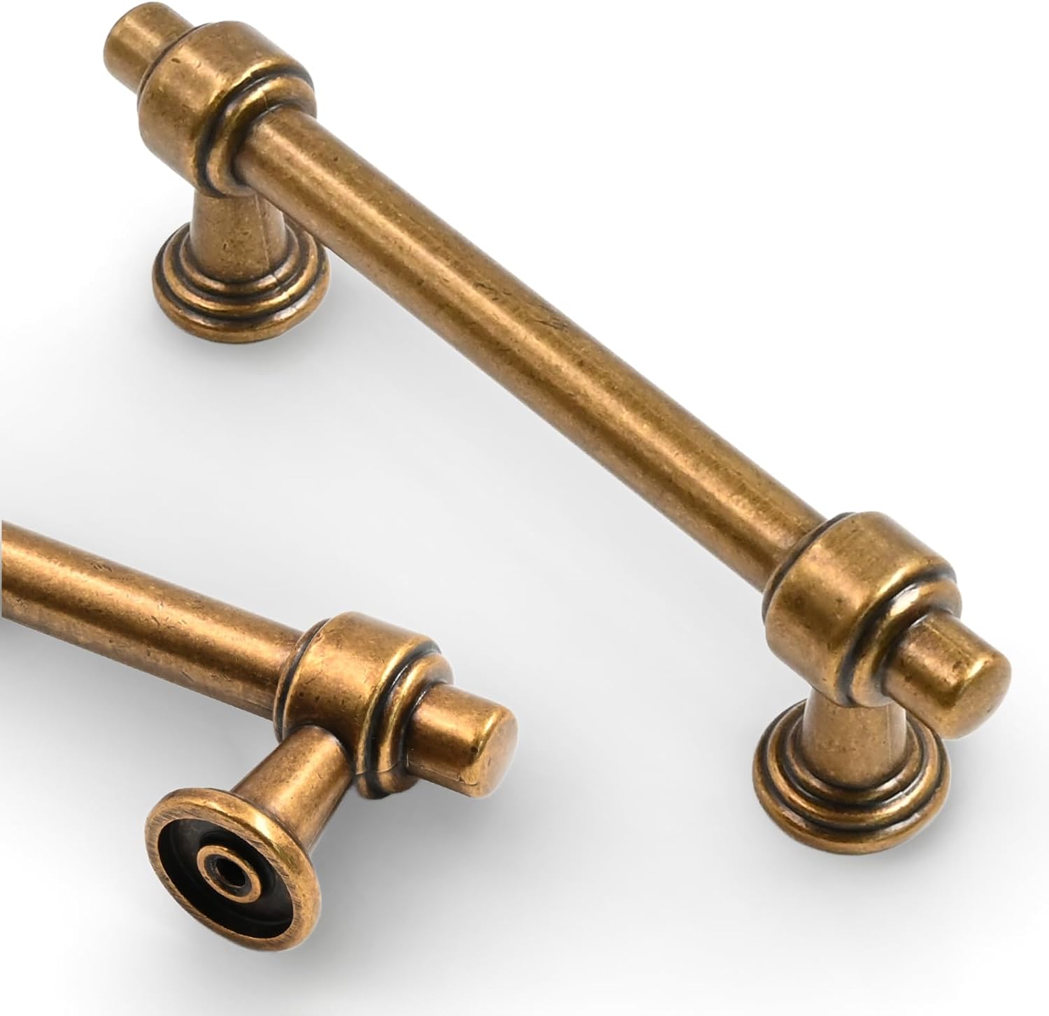 Asidrama 10 Pack 3.75 Inch(96mm) Antique Brass Kitchen Cabinet Handles, Cabinet Pulls Kitchen Cabinet Hardware for Cupboard Drawer Pulls 3.75" Hole Center 10 Pack Antique Brass