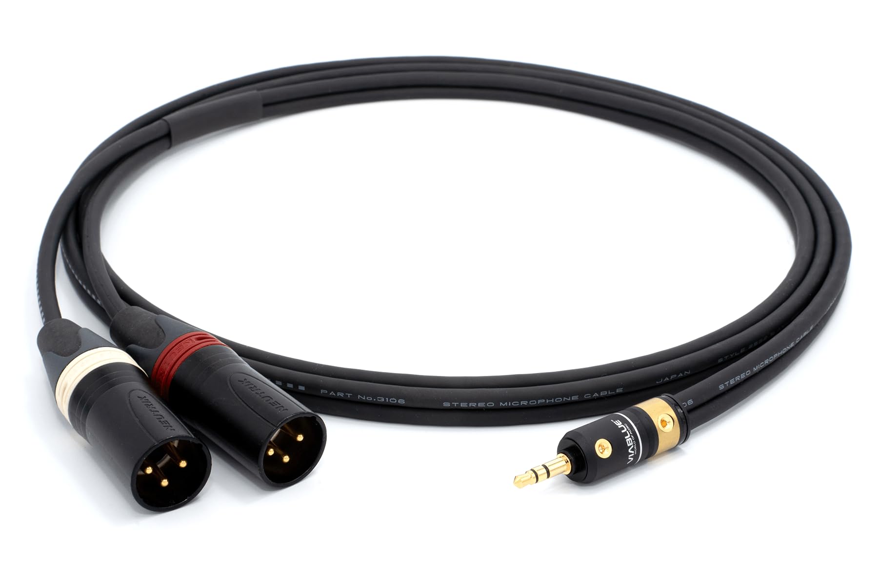 enoaudio Mogami 3106 micrófono estéreo Y-Cable | VIABLUE 24k oro T6S conector jack 3.5mm stereo – Neutrik RCA (L,R) | HiFi - 2,0 m