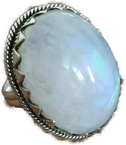 Anillo de piedra lunar arco iris, anillo de plata de ley 925, anillo seguro, regalo del día de la madre, estilo vintage, joyería exquisita, joyería