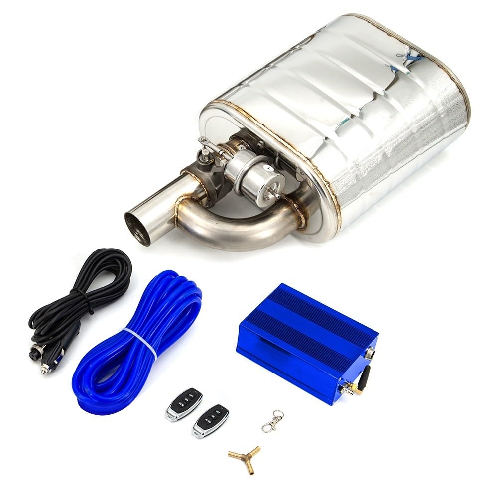 Tubo Extremo Escape Automóvil Kit Tubo Escape con Válvula Vacío Y Control Escape Universal Automóvil Silenciador Variable Acero Inoxidable 51, 63 Y 76 Mm, Control Remoto