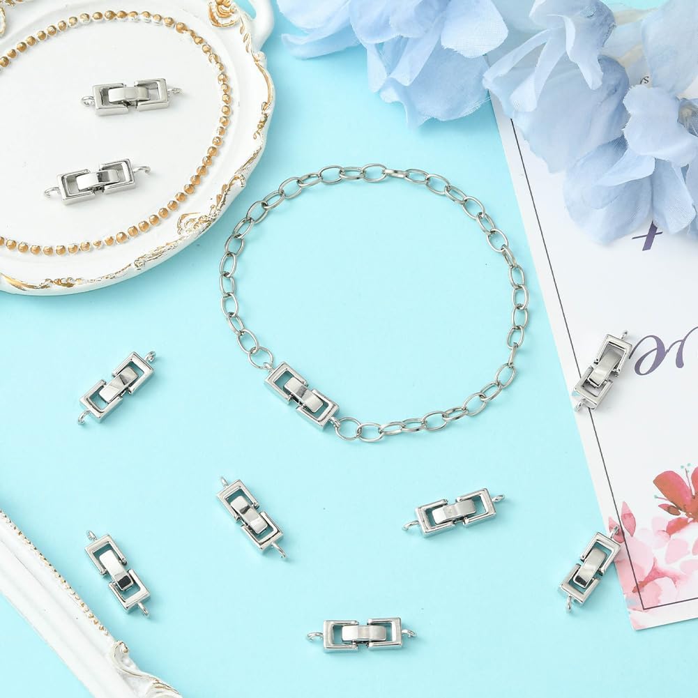 SUNNYCLUE 1 Box 10Pcs Foldover Bracelet Clasp Silver Fold Over Clasp Brass Metal Small Plated Folding Buckle Extender Fasten Repair Links for Bracelets Necklaces Jewelry Making Crafts Supplies Women - Image 5