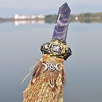 Vista 2 de Escoba de altar de bruja Wicca Ritual Escoba Crystal Deco Wicca Cepillo de Wicca hecho a mano escoba para altar ceremonial suministros de altar
