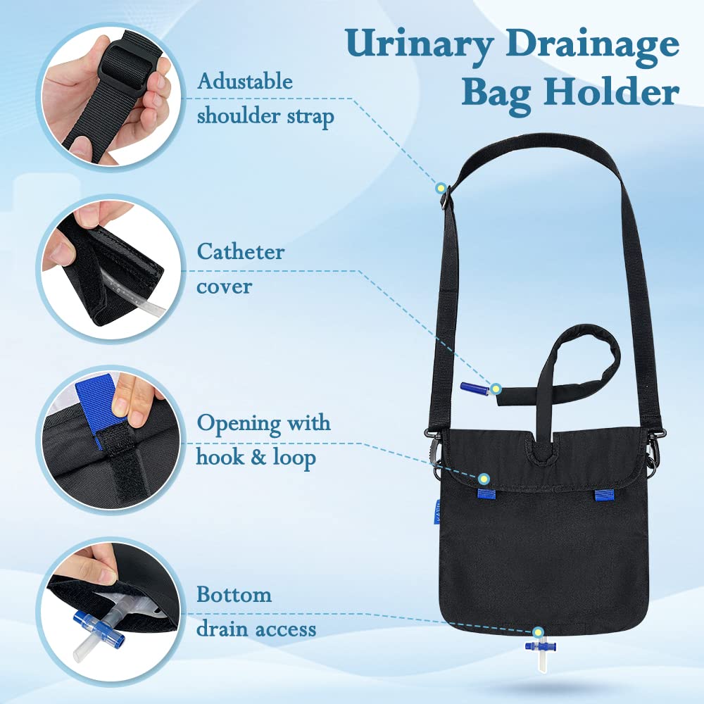 Soporte para bolsa de drenaje de orina con cubierta de tubo de catéter, funda segura para bolsa de almacenamiento de orina durante la noche para hombres y mujeres, correa ajustable para sillas de