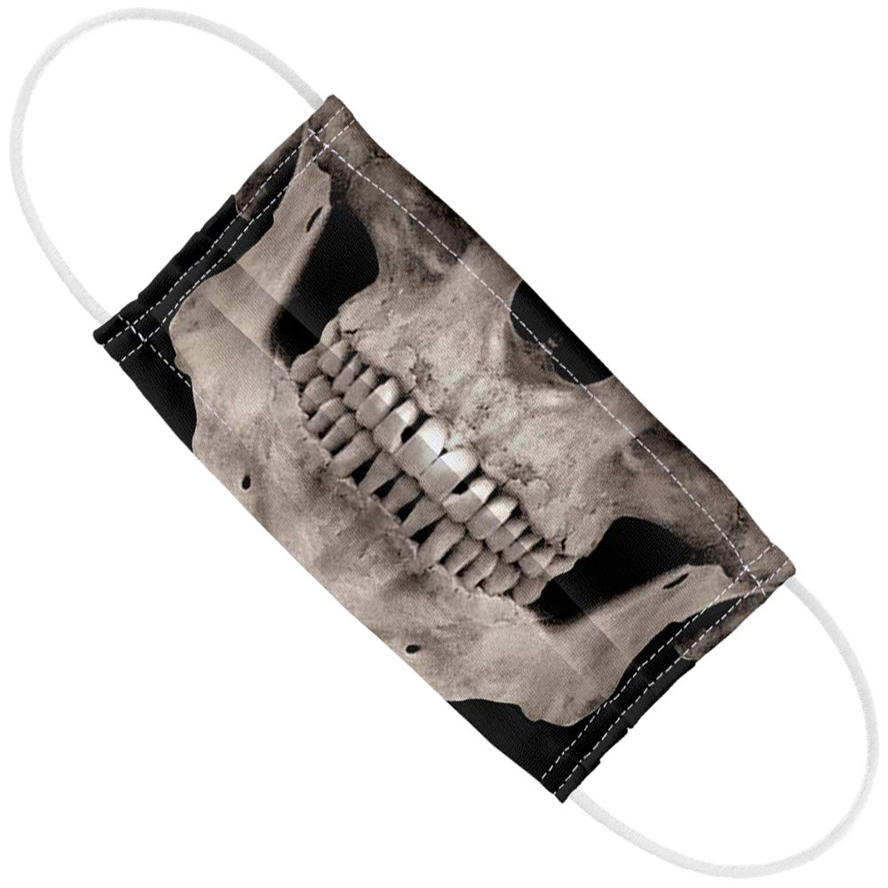 Popfunk Real Human Skull 1-Ply Reusable Face Mask Covering with Adjustable Nose Wire, Unisex