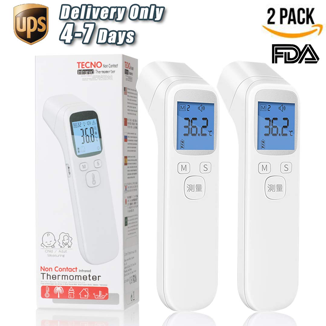 【2-Pack】Top Grade Non-Contact Medical Infrared Forehead Thermometer 4-in-1 Professional Infrared Digital Temporal Fever Thermometer 1s Instant Accurate Reading for Home and Public