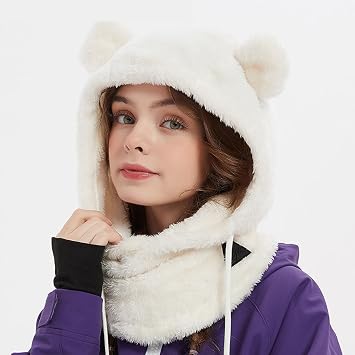 Cute Bear Ear Helmet Covers, Winter Creative Outdoor Ski Sports Cartoon Warm Scarf Helmet Face Covers, Fun Rides