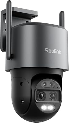 Reolink 4K 8MP Wi-Fi 6 PTZ Überwachungskamera Aussen WLAN mit Auto-Tracking-Zoom, Dual-Objektiv, Dual-Ansicht, WLAN Kamera Outdoor mit Smart-Erkennung, Farbnachtsicht, Außenkamera, TrackMix WiFi Grau