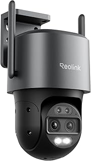 Reolink 4K 8MP Wi-Fi 6 PTZ Überwachungskamera Aussen WLAN mit Auto-Tracking-Zoom, Dual-Objektiv, Dual-Ansicht, WLAN Kamera Outdoor mit Smart-Erkennung, Farbnachtsicht, Außenkamera, TrackMix WiFi Grau