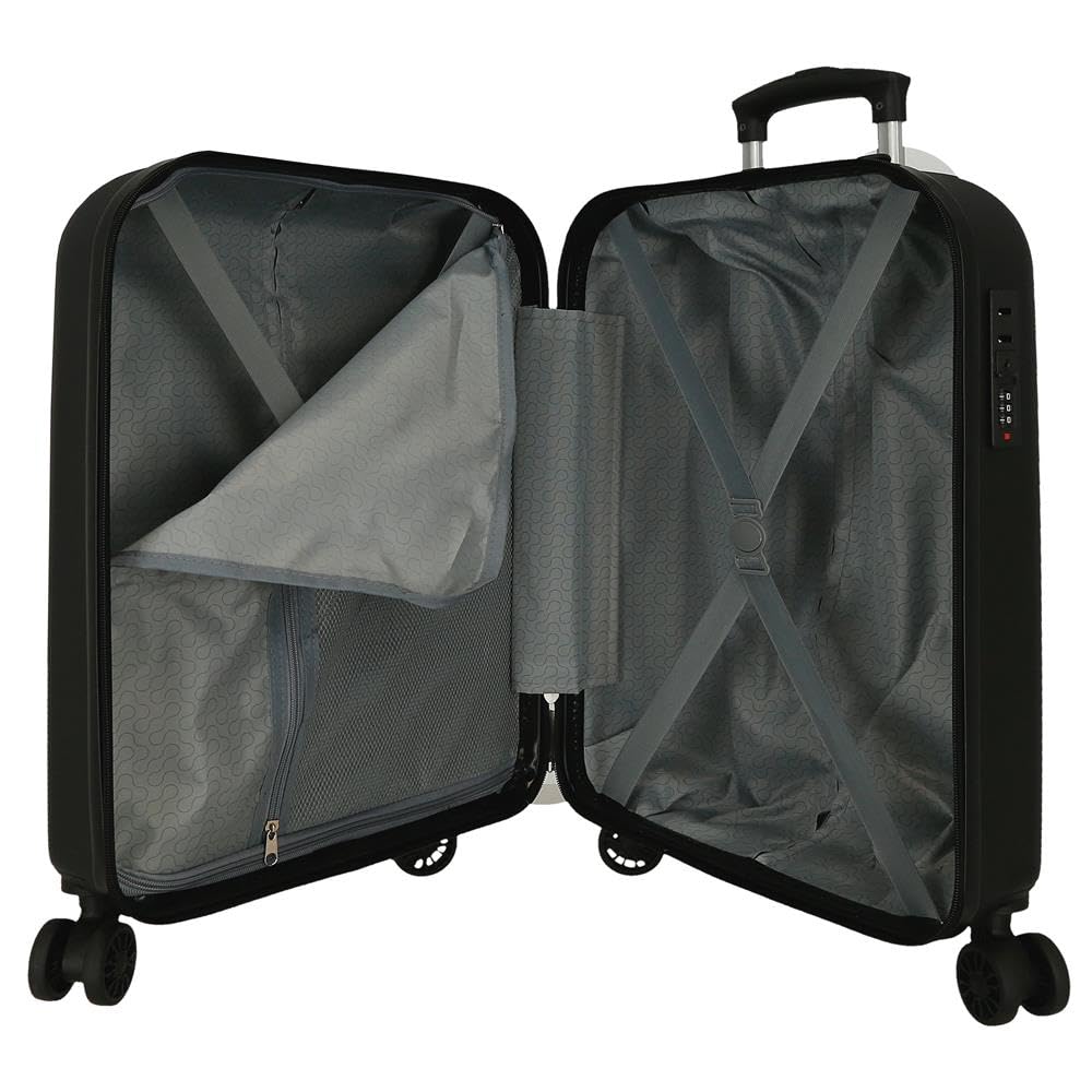 Joumma Roll Road Formentera Maleta de Cabina Negro 38x55x20 cm Rígida ABS Candado combinación Integrado 35L 2,6kg 4 Ruedas Dobles Equipaje de Mano