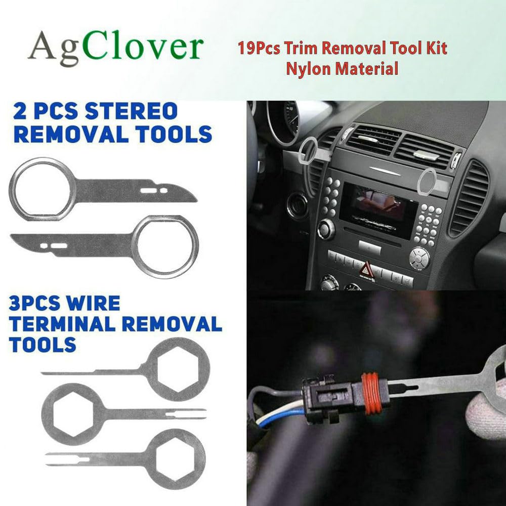 Juego de 19 herramientas de extracción de molduras, kit de herramientas de extracción de audio para puerta de panel de coche, alicates de clip automotriz, removedor de sujetadores, juego de