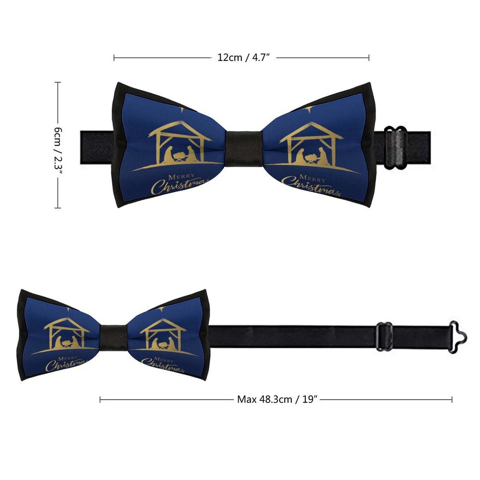 GoasNei Christmas Christian Nativity Scene Bow Tie for Men Adjustable Necktie Funny Tie Neck Ties for Weddings Party