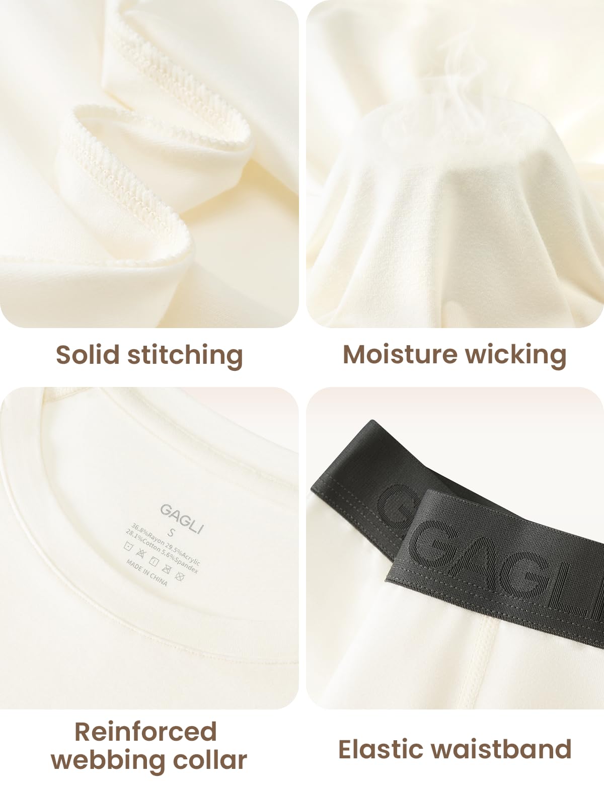 Set di biancheria intima termica da donna, strato di base, ultra morbido, a maniche lunghe, foderato in pile, maglia a maniche lunghe e leggings termici per l'inverno
