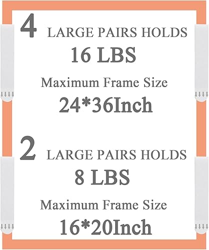 Miniatura 3 de ADOSEWING Tiras adhesivas para colgar cuadros grandes, resistentes, 36 pares (72 tiras) para colgar pósteres, colgar cuadros en la pared sin clavos,