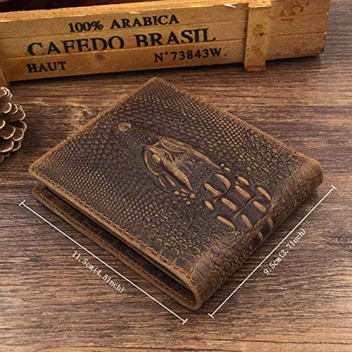 HRS Crocodiile Wallets for Men- Ultra Slim Genuine Leather Mens Bifold Wallet Vintage Personal with Alligator Embossed2