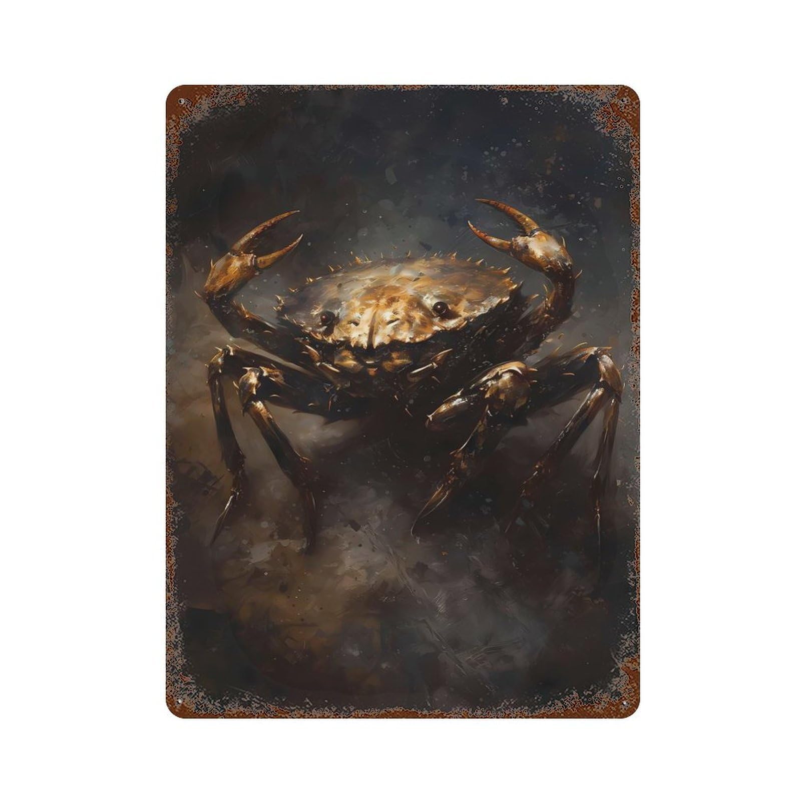 Vintage Rust Metal Sign with Crab Fairy Tale Characters Design 15.7"x11.8", for Garage, Bar And Workshop Decor, Retro Wall Decor
