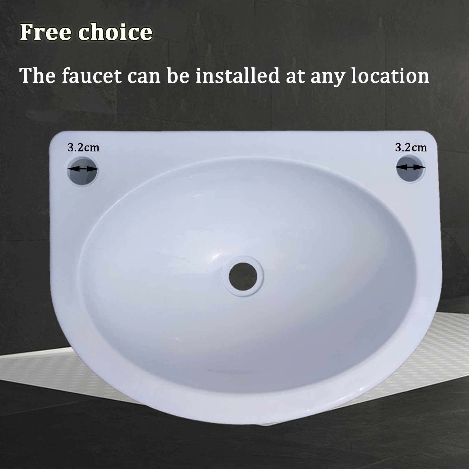 Lavabo Moderno Bianco a Parete, lavabo sospeso per Lavaggio Mani, Ideale per Campeggio, Barca, casa Vacanze, Cantina, roulotte e Bagno.