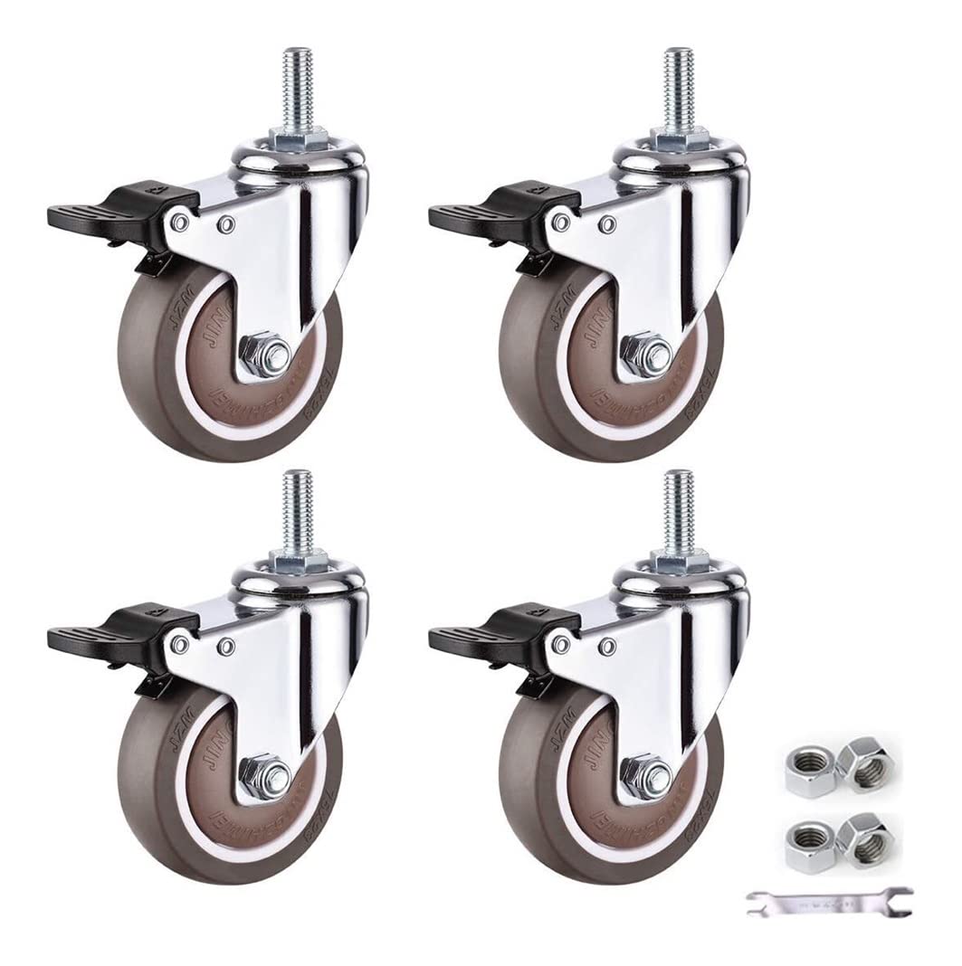 Caster Wheels Office Castors Moving Caster Wheels,Swivel Caster Wheels for Furniture,M10X25Mm Threaded Stem Bolt Caster