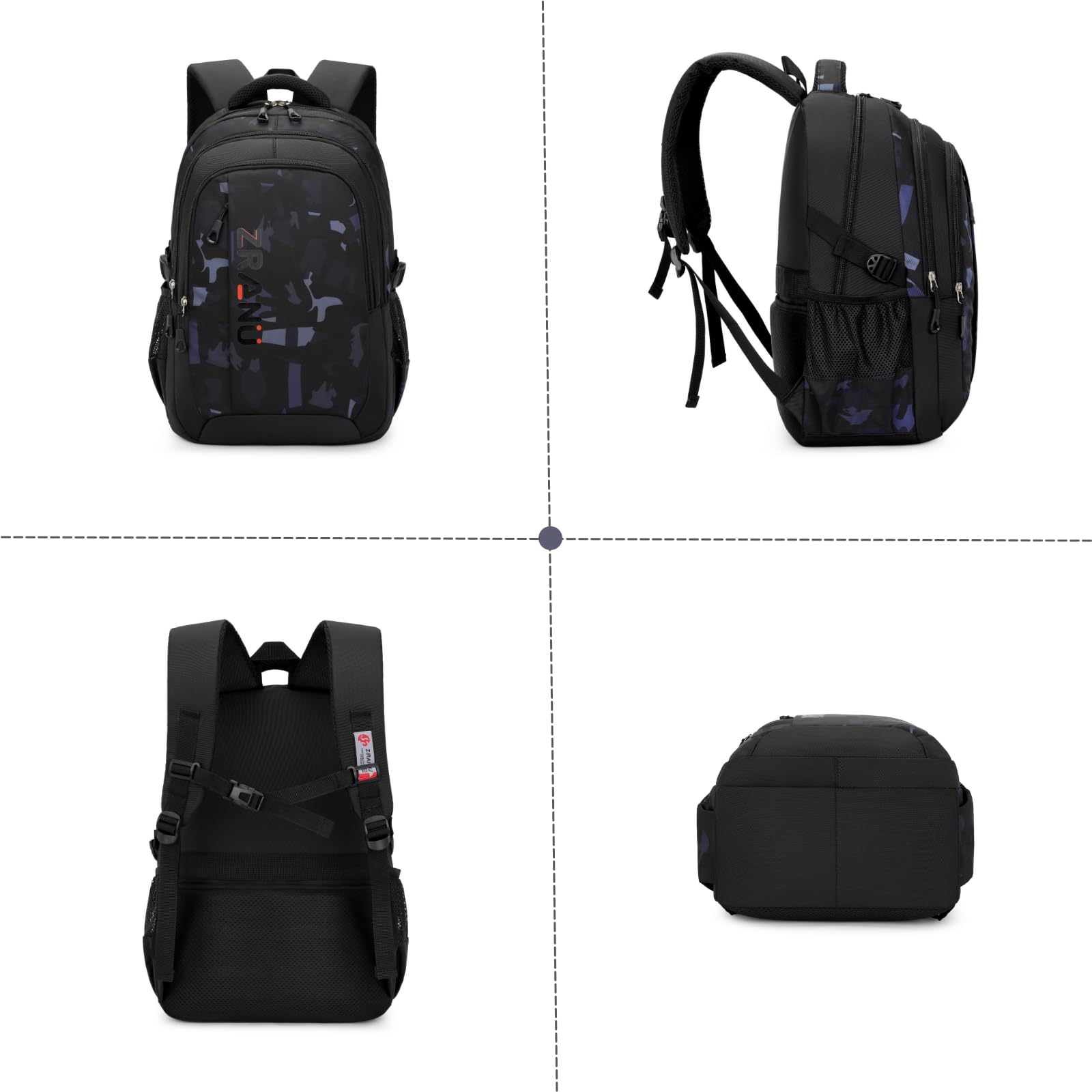 Amythe Zaino Scuola Media e Superiore per Adolescenti- Zainetto Casual da Uomo Moda Zaini Porta pc, Borsa Scuola Elementari per Ragazzi Ragazze dai 10 Anni in su -Nero