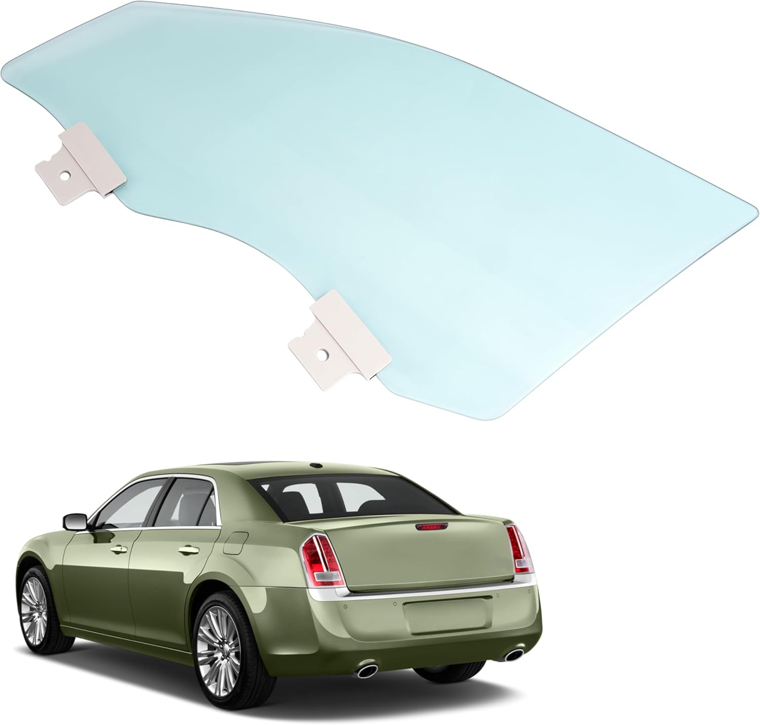 HECASA Front Door Window Door Glass Compatible with 2011-2023 Chrysler 300 Light Green Tempered Glass Left Driver Side